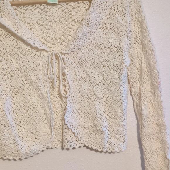 Ago e Filo white lace tie front cardigan blouse size M - Picture 4 of 6